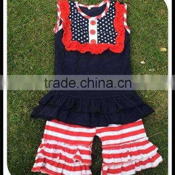 Silver Anchor Sticker Shorts Outfits Summer Custom Baby Girls Handmade Smocked July 4th Design Clothing Sets photo-5