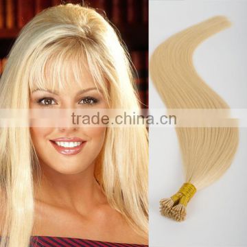 Wholesale i tip 613 100% human virgin eurasian remy hair silky straight pre bonded hair extension