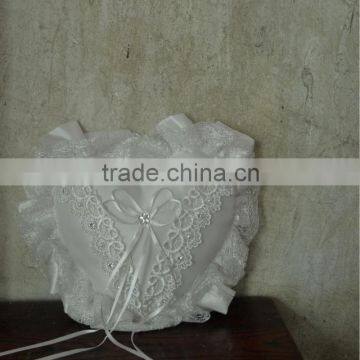 Decorative Lace Flower Heart Shape Wedding Ring Pillow