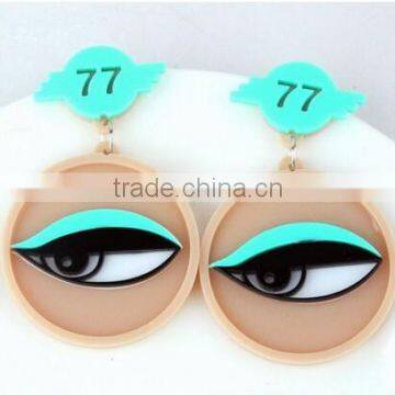 punk European fashion jewelry exquisite big long round green eye drop earrings cute trendy designer brand round earring 2015