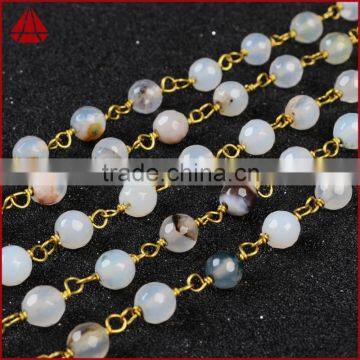 5mm-6mm opal white agate rondelle beads gold filled chain