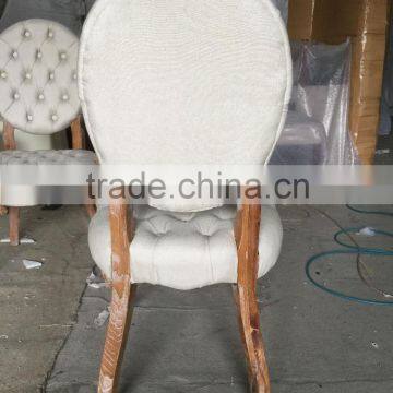 French Rustic Style Dining Chair Round Back Button Design Armlesschair photo-2