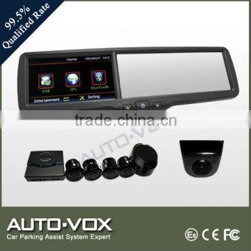 Best quality car park dual DVR mirror GPS camera system