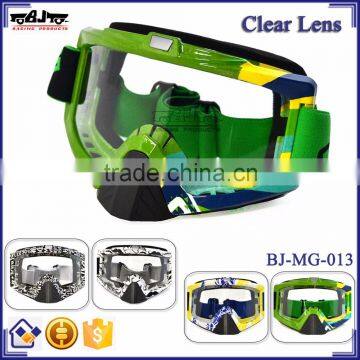 BJ-MG-013 New arrival Clear Brazil Frame motorcycle motocross goggle dex