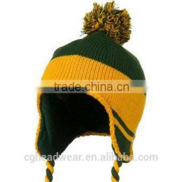 High Quality Pom Pom Cheap Custom beanie hat / knit hat / knit pattern peruvian hat