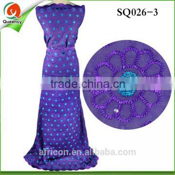 Quality African swiss voile lace for sewing Nigerian wedding dress SQ26-3 purple