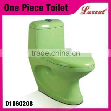 Economic sanitary china Washdwon single flush water closet one piece Toilet Lemon Green