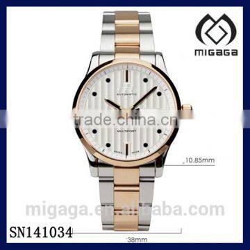 two tone gold and silver pvd plating auto wristwatch for men