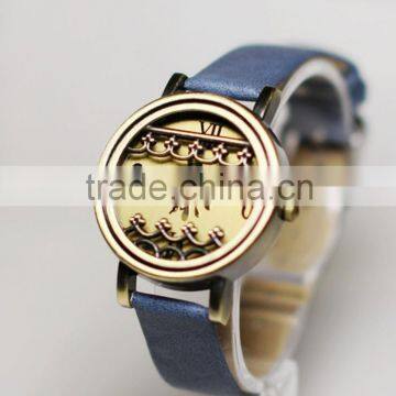 Mori Girl Style Flowral Small Promotional Gift Watch Alloy Case PU Leather Strap