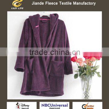 coral fleece bathrobe purple with cap cat