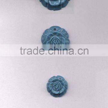 Fashion synthetic turquoise carved rose flower gemstone flower