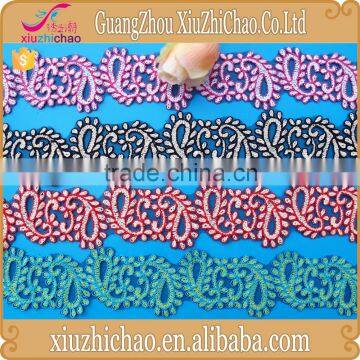 new embroidery design color cord lace