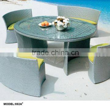 White wicker rattan dining set patio furniture