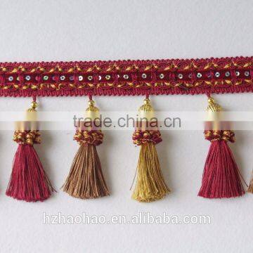 China Fabric Tassel Fringe Trims For Curtain Decorative Sequin Trim Fringe