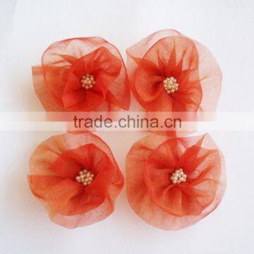 2013 New design wholesale DIY vintage circle pearl chiffon flower H-37