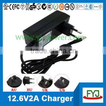 lithium polymer battery charger 12.6v 2000ma for 3S 11.1v lithium polymer battery pack YJP-126200 approved CE CE-EMC CE-LVD RoHS