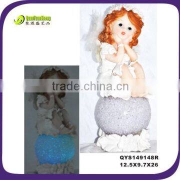 Handmade decoration polyresin led sitting fairy wholesale