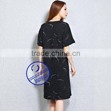 Custom Wholesale 100 Cotton Summer Casual Full Printed Lady Dress