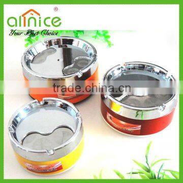 Round-shaped Colored Closed Cover metal ashtray/steel ashtray/cigar ashtray