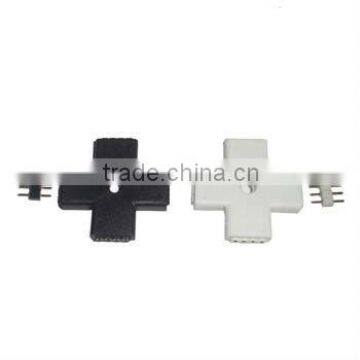 Cross connector, 4pin female, white color for led strip