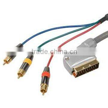 ROHS&CE&UL certificated scart to 3rca cable connector for multimedia