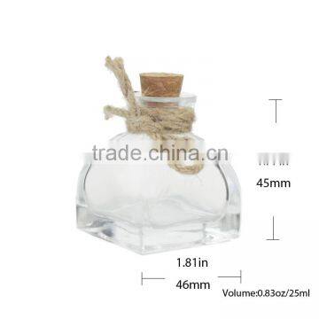 25ml glass home diffuser bottle with cork stopper