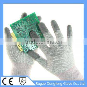 High Quality 13G Sleamless Knitted Nylon Carbon Fiber ESD PVC Dotted Electronics Industry Work Gloves