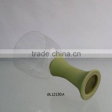 Handmade Black Colour Stem Glass White Wine Glass photo-6