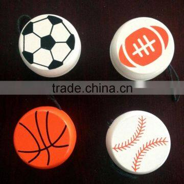 Fashion Wooden yoyos with ball printing, Children wooden toys