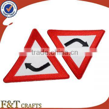 Traffic sign custom self-adhesive embroidery patch for wholesales