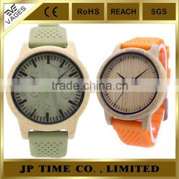 Newest Soft Silicone Band 4 Colors for Choice Wood Dial Bamboo Wood Watch Private Label photo-2