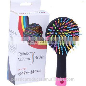 new product Korea style plastic rainbow Volume S brush with mirror