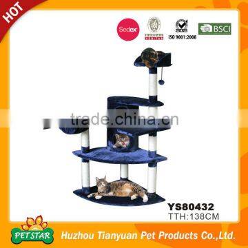 Luxury Wholesale Scratching Purple Cat Tree, with Funny Hammock Bed and House