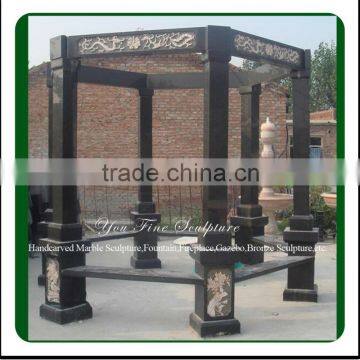 Outdoor large garden black marble column gazeboes