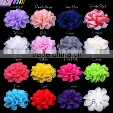 4.5INCH,15COLORS Hair Accessories For Baby Girls Shabby Chiffon Flower Tulle Lace Layered Flowers,YDKM13