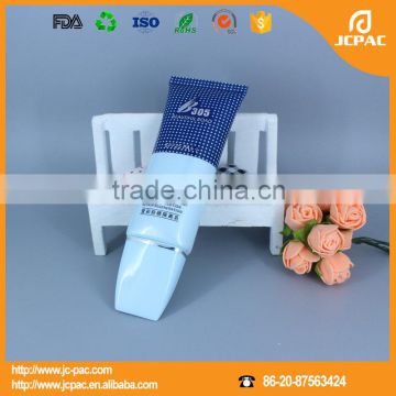 flat oval plastic cosmetic tube for sunscreen lotion with nozzle tip