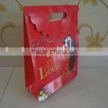 Red color printing paper bags Paper bags for packing nourishment red paper bag