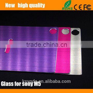 2.5D Titanium Alloy Brushed Metal Tempered Glass Screen Protector Guard for SONY M5 Front + Back photo-5