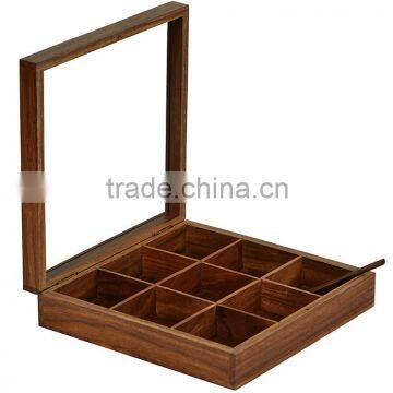 2016 wholesale Wood Material and Eco-Friendly unfinished wooden spice boxes