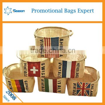 Fashion Custom design folding laundry basket jute storage basket