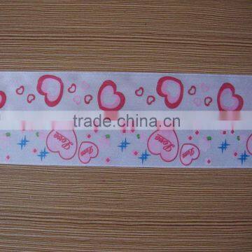 Printed satin ribbon with heart shape