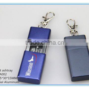 Metal portable pocket ashtray with key chain