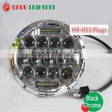 Black/Chrome Color 7 inch headlight,75w round 7 inch headlight