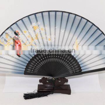 handmade scenery paintings with cheap silk bamboo hand fan