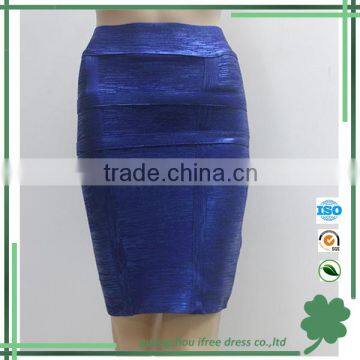 luxury royal blue foil print woman bandage bodycon skirt