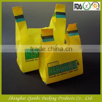 Yellow T-shirt bag for supermarket