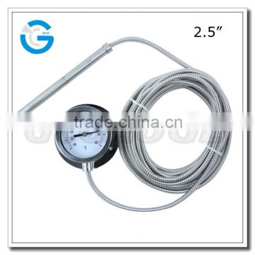 High quality 2 1/2inch 63mm dial stainless steel capillary water heater thermometer