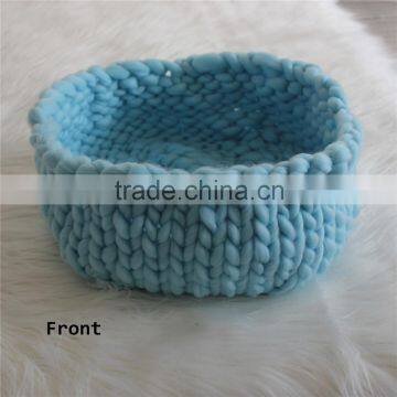 Various Colors Knitted Thick Yarn Basket Baby Photography Bowl Unisex Baby Boy Girl photo-4