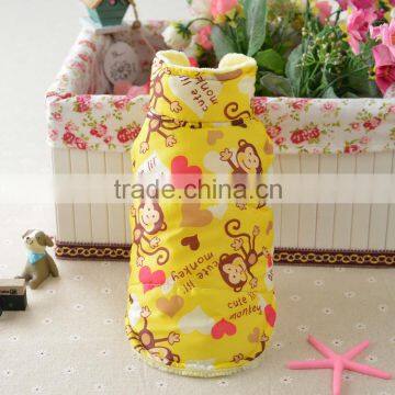 Cute Pink Blue Yellow Monkey Thermal Winter Tank Cat Dog Pet Wear Pet Apparel photo-6