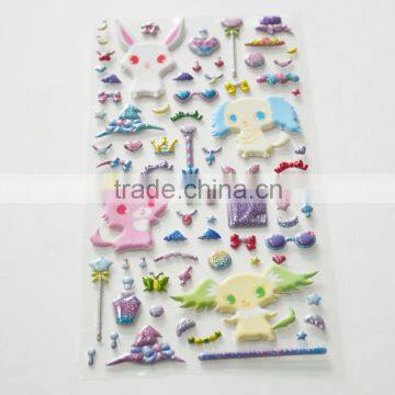 Custom design 3D Cartoon Animal Shape puffy sticker sheet for kids promotional gifts